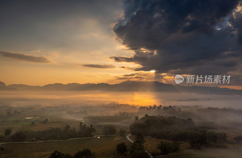 鸟瞰图Doi Luang Chiang Dao清迈，泰国。